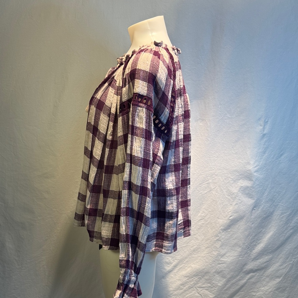 Free People Purple Checkered Blouse - Picture 4 of 11